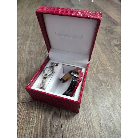 Coldwater Creek Wristwatch Set Interchangeable Chain Leather Band Straps in Box - Picture 1 of 6